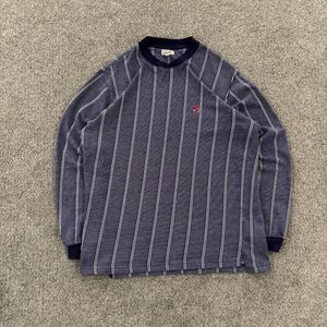 Vintage 90s Guess Jeans Striped Long Sleeve Shirt Raglan Blue White Men's Large